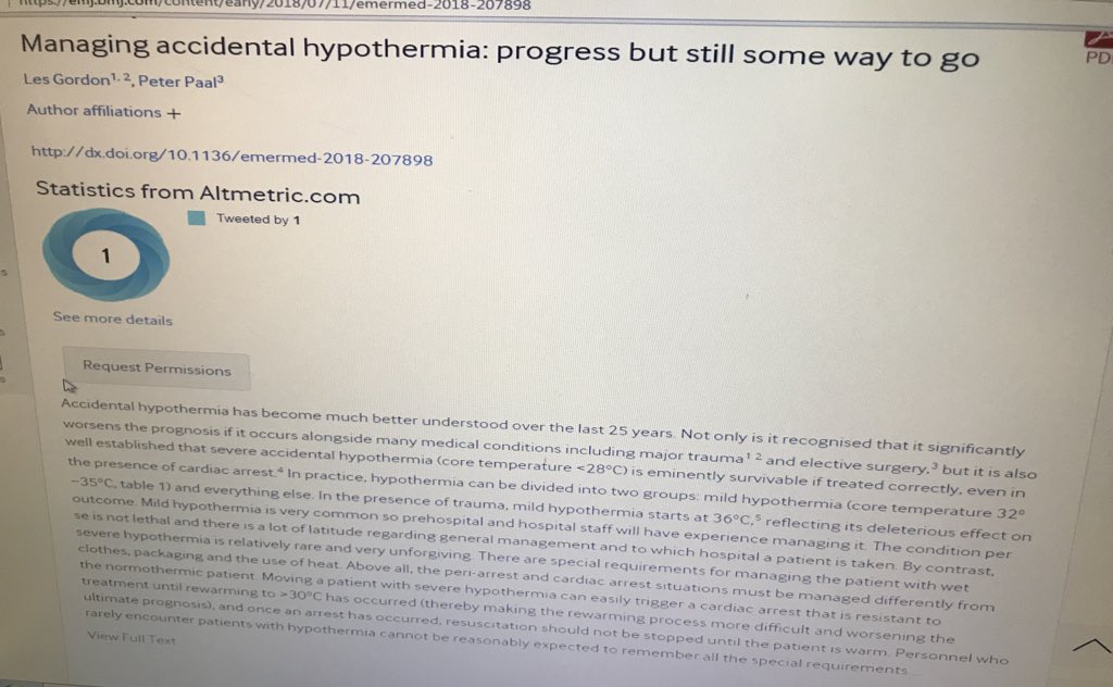 nathanconradie's tweet photo. Interesting article on the management of accidental hypothermia in EMJ. Hypothermia is something we often forget to manage in the pre-hospital setting, especially in Africa. https://t.co/FSlXjre3Rx