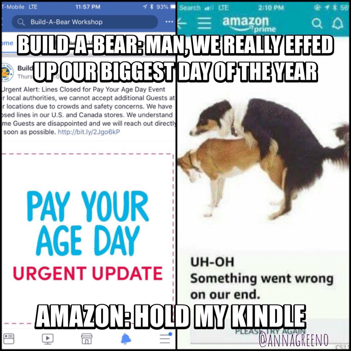 AnnaGreeno's tweet image. It’s been a rough few days for @amazon and @buildabear...
#AmazonPrime #buildabear #amazoncrash #BuildABearGate