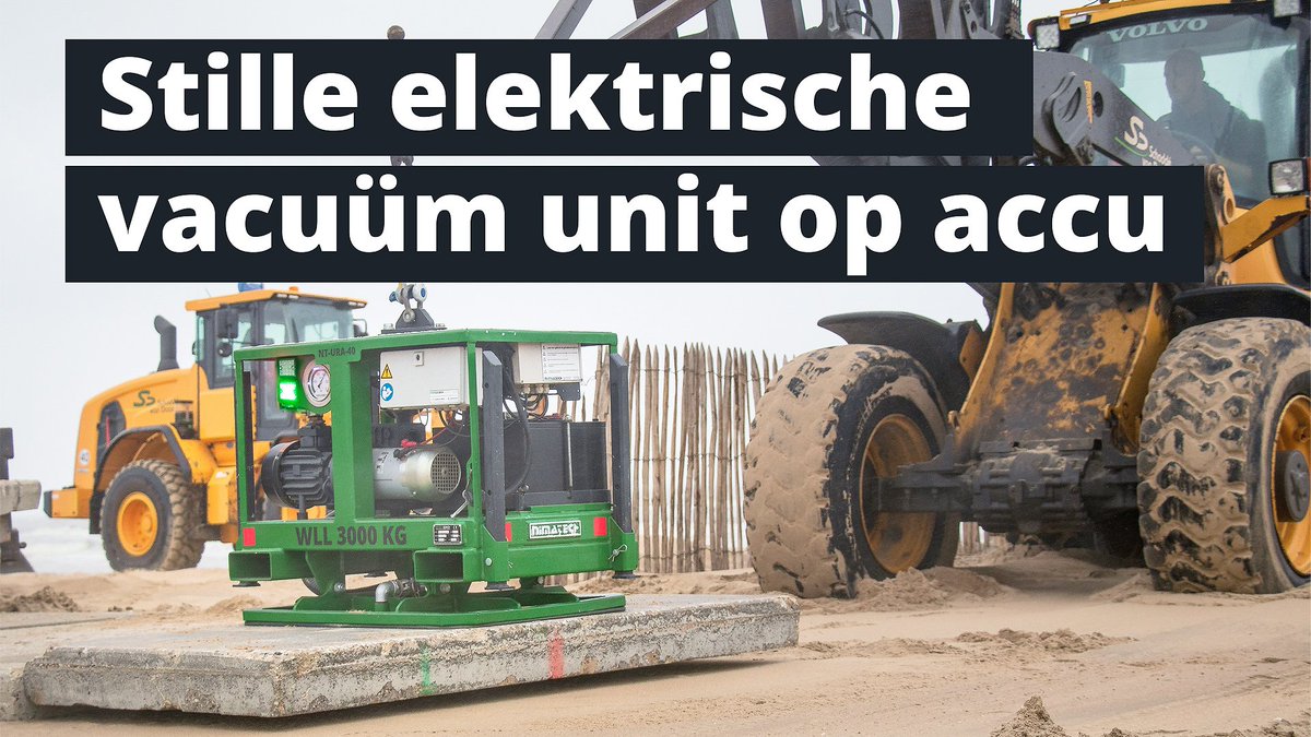 Nimatech_bv's tweet photo. Stille vacuüm unit op accu https://t.co/fERjYhSwUJ via @YouTube
Op het strand van Katwijk is Schaddé en Dooren aan het werk met een hele stille vacuümunit om industrieplaten te leggen. Deze vacuümunit werkt met een elektromotor op accu. #machinaalstraten https://t.co/06w0r1DFnr