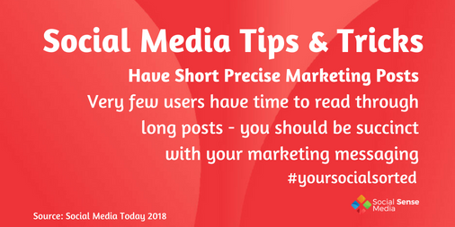 SocialSenseMkt's tweet photo. Keep your posts short and sweet! #yoursocialsorted #smallbusiness #socialhacks https://t.co/7VmQS0RN6z
