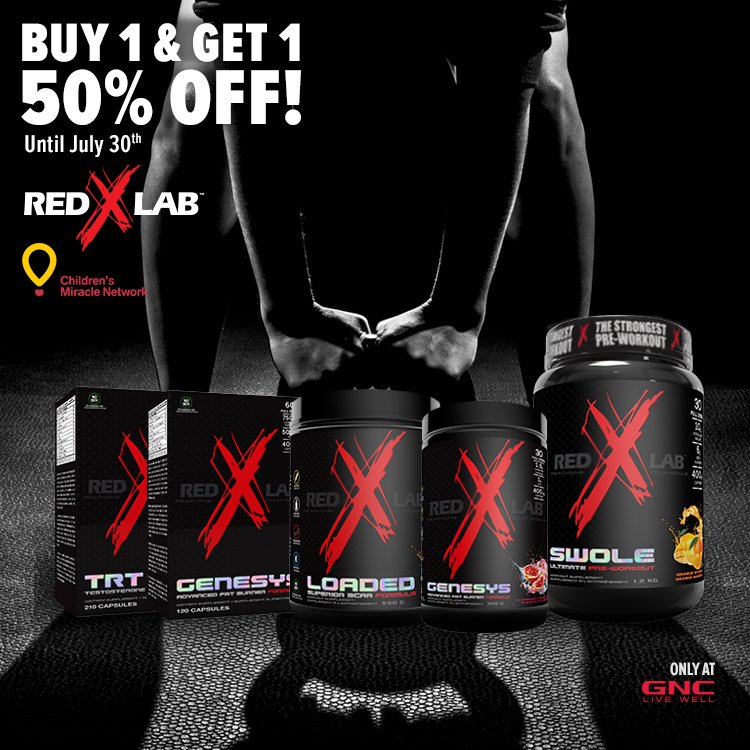 GNCCanada's tweet photo. UNTIL July 30th: B1G1 50% OFF - MIX &amp; MATCH all your favourite Redxlab products! GNC is partnering with Redxlab to dedicate 2% of all sales proceeds between July 15th &amp; 28th to @CMNCanada 

Store near you: https://t.co/uoz2Eud0mn

#gnccanada #redxlab #fitness #StandByOurChampions https://t.co/bOtOSM4X2P