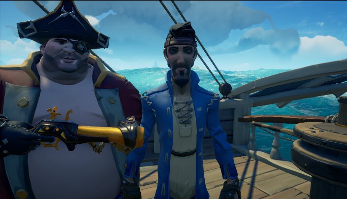 chicnwing1's tweet photo. @SeaOfThieves aye lads here’s a dashing picture of captain blacklung and quartermaster skinny P #SoTShot https://t.co/3I12T56Spu