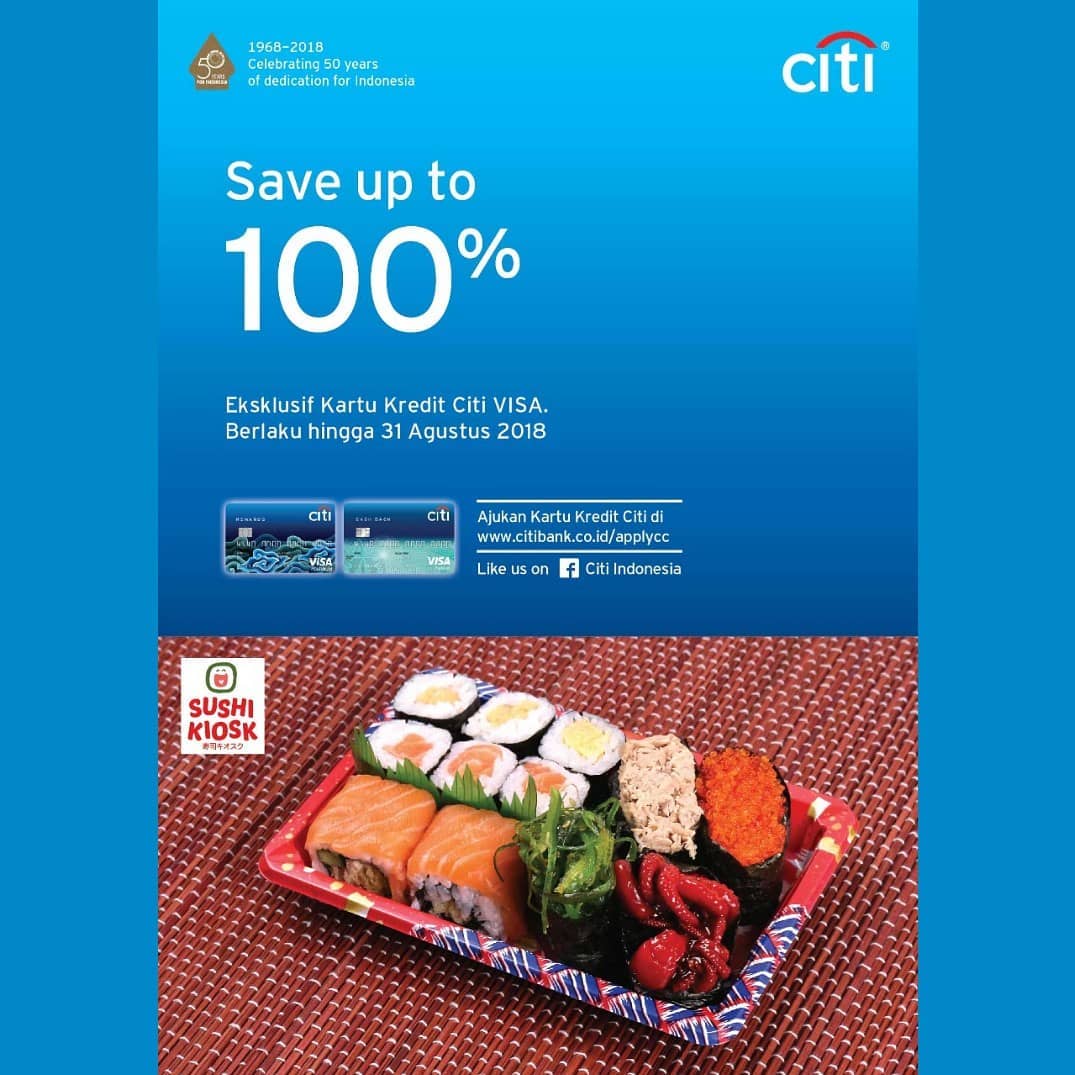 Save up to 100%
With credit card Citi visa.
Periode Promo : 16 Juli s/d 31 Agustus 2018
*T&amp;C Apply