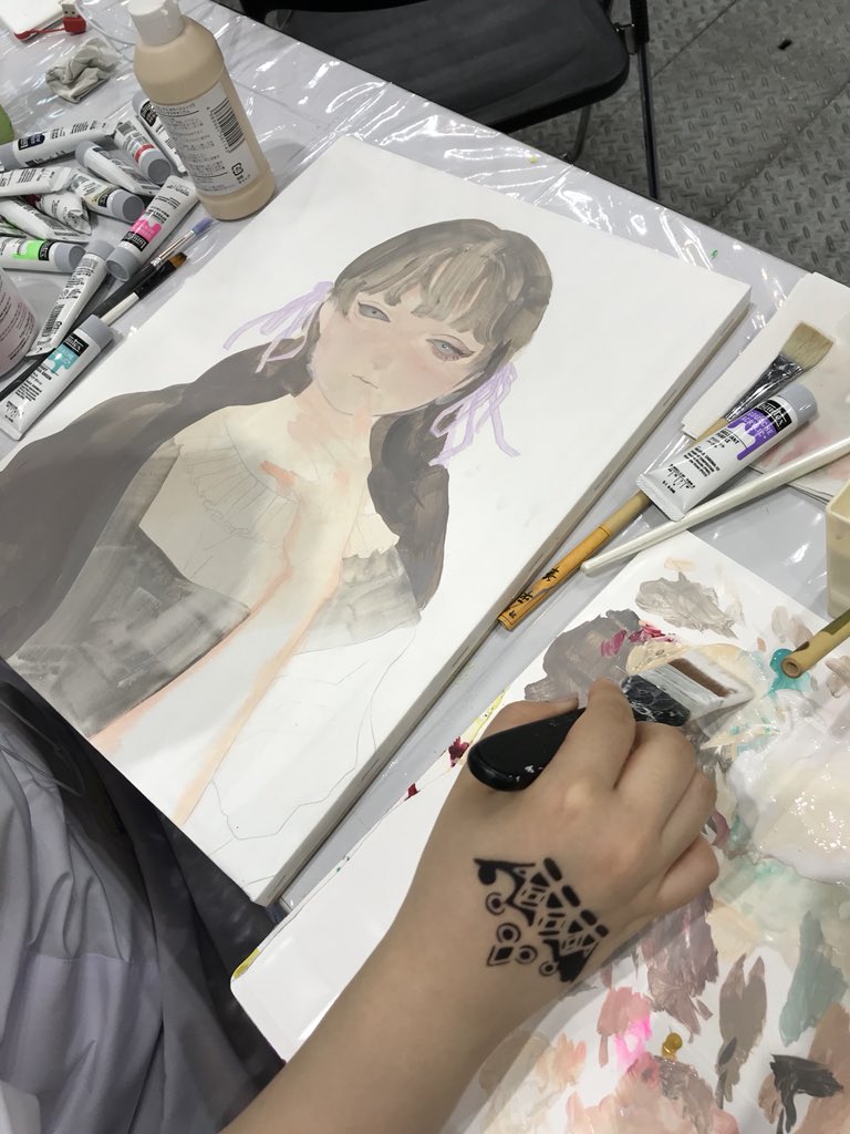 bonny_colart's tweet photo. #NSG夏フェス

遅くなりましたが御礼です(*´ω｀*)。

2日間にわたりデモンストレーションを披露してくださった、mothra ＠mosuramix さんと佐田鳩子 ＠SataHatoco さん。リキテックスガッシュアクリリックプラスを個性豊かに表現してくださり本当にありがとうございました😊 https://t.co/EqaPh08Vy3