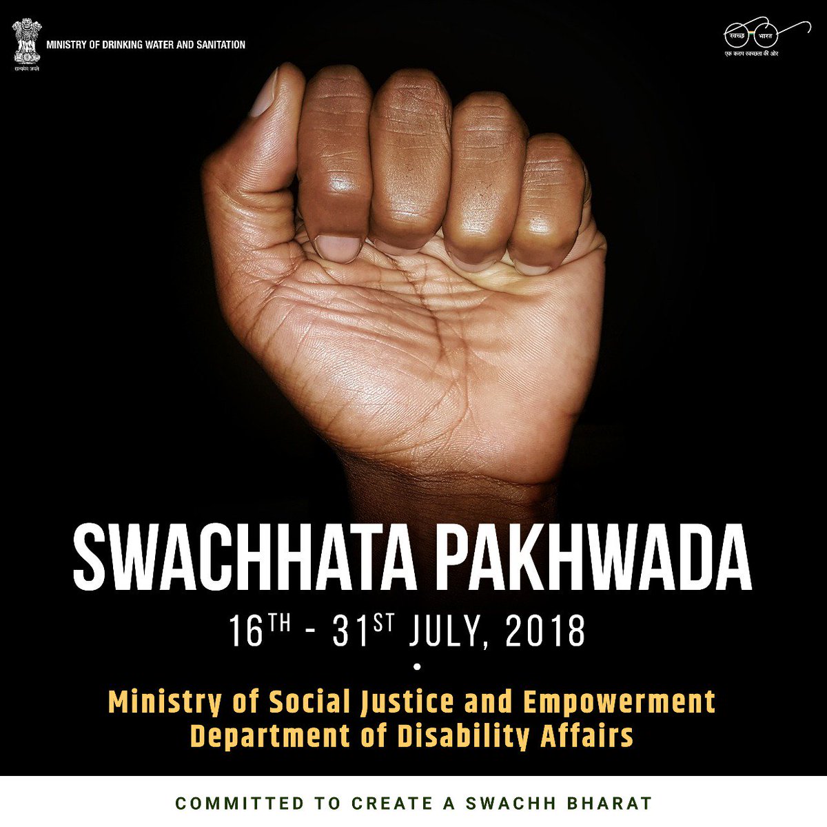 swachhbharat's tweet photo. The #SwachhataPakhwada activities and initiatives are being undertaken by the Ministry of Social Justice and Empowerment, @MSJEGOI, Government of India, from July 16 to 31, 2018. #SBM https://t.co/KzDLOVU1WQ