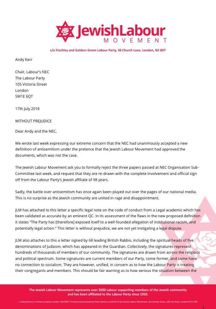 JewishLabour's tweet image. On behalf of our 2000+ members, the Jewish Labour Movement has written to Andy Kerr, Chair of @UKLabour’s NEC. It’s time to listen to the Jewish community.