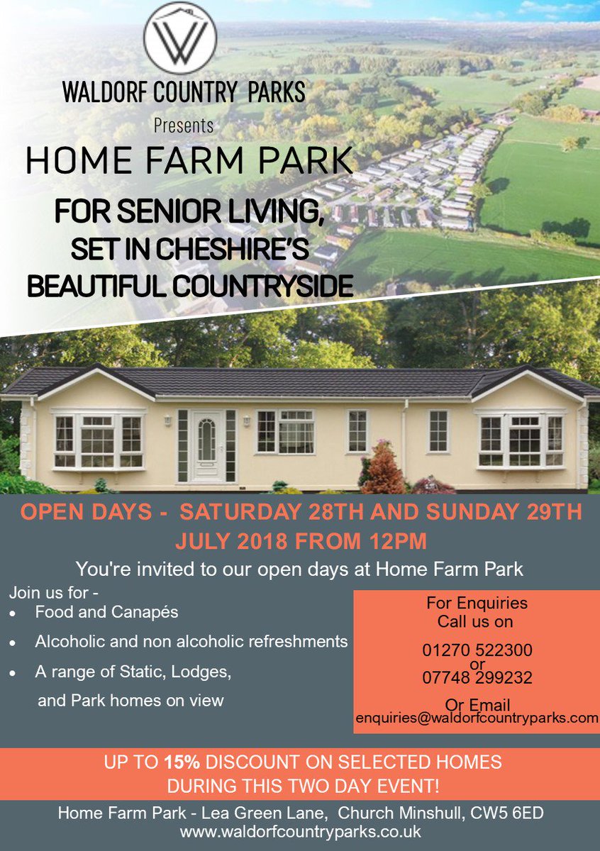 Join us at Home Farm Park for our open days on the 28th and 29th of July.

Up to 15% off selected homes over this 2 day event!