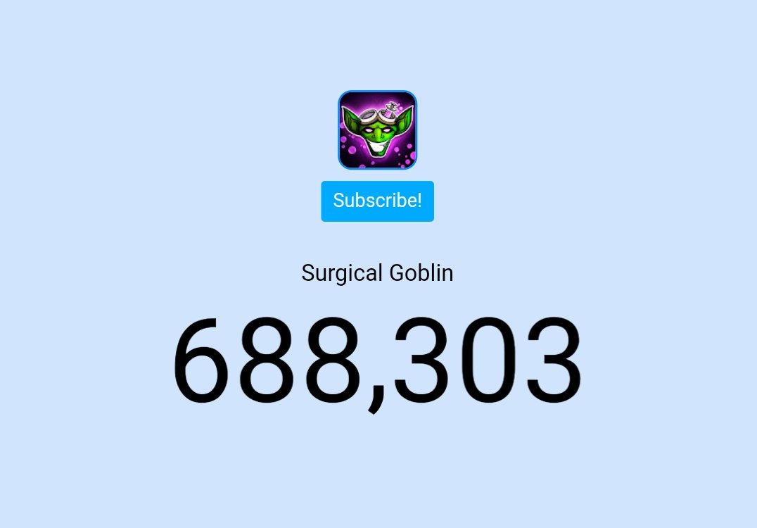 SurgicalGoblin's tweet photo. The recent support has been absolutely insane 😍 Thank you guys so much!! #RoadTo700K https://t.co/aWXa90qAnz