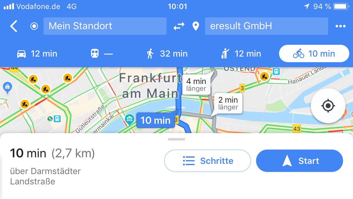 KlausSgmnd's tweet image. #Fahrrad in der Stadt ist schneller. 2 Minuten für die 2,7km lange Strecke. #Fuelsave #GreenEnergy #BewegDich
