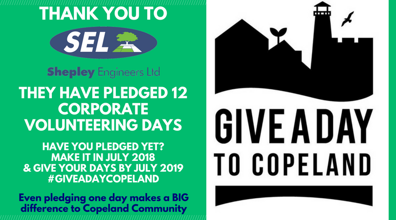 GADCopeland's tweet photo. Wonderful to see pledges coming in for #GiveADayCopeland. Big thank you to @ShepleysUK who have committed to get involved and volunteer during the next 12 months. So easy to make your pledge by heading over to https://t.co/Odn70mNOis @SelLtdCommunity @KatieBTC @KatieJo_Cumbria https://t.co/SPfBDLNG8z