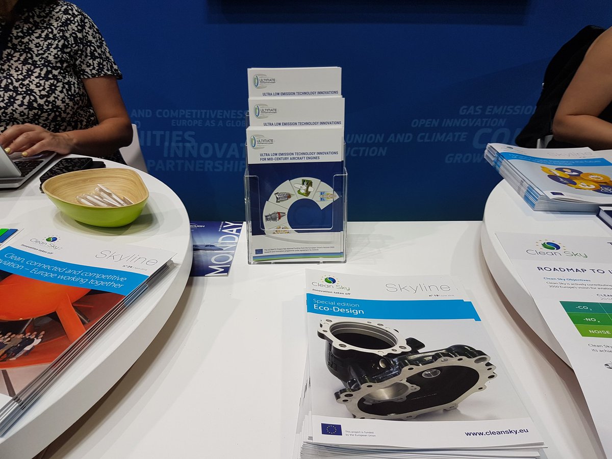 ULTIMATE_H2020's tweet photo. If you want to know more about #ULTIMATEproject and its radical #aeroengine concepts, you find this information also at the @EU_Commission / @cleansky_ju booth, Hall 3, booth 3590. ULTIMATE #projectflyers are available! https://t.co/cpxLKbOzcT