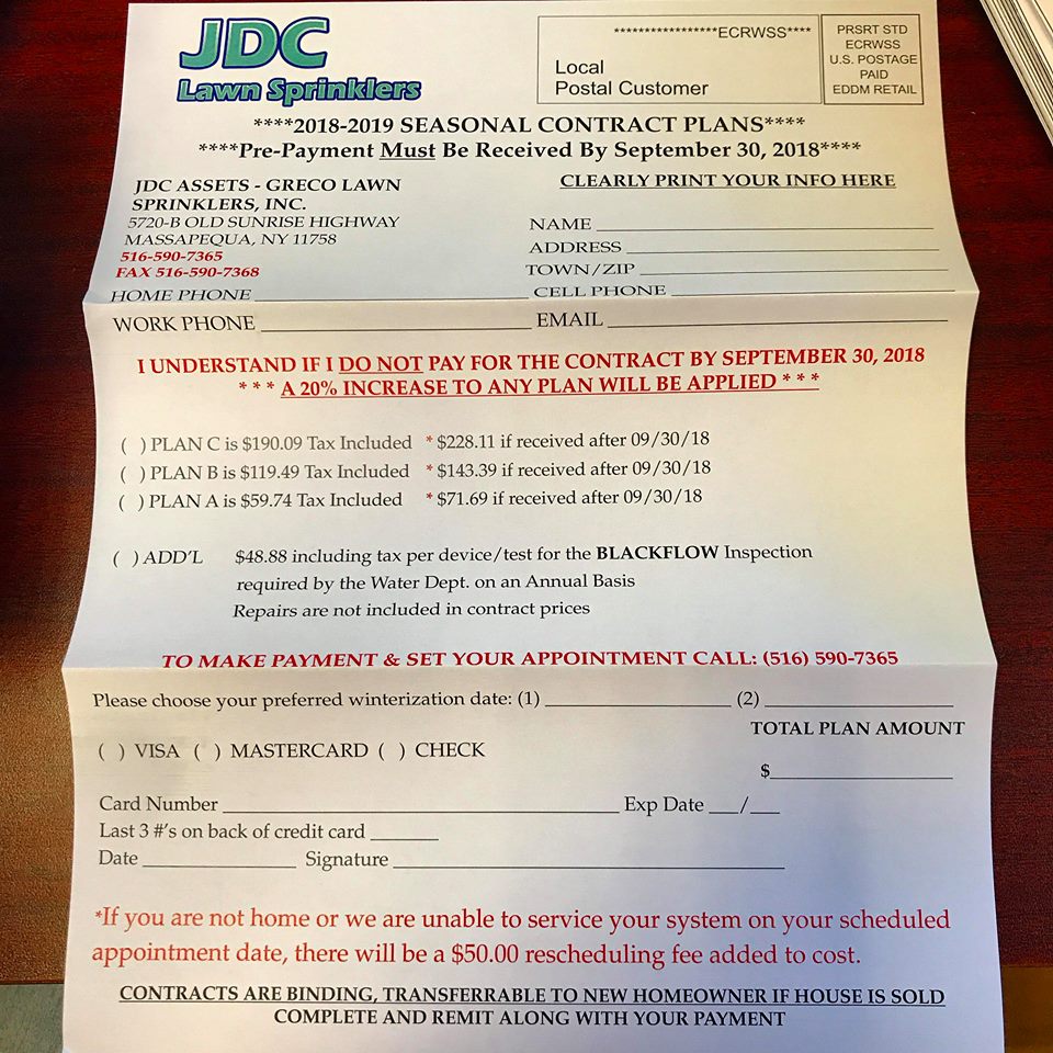 JdcLawn's tweet photo. OUR 2018-2019 CONTRACT!
CALL TODAY 516-590-7365 https://t.co/pFnOdbpqK0
