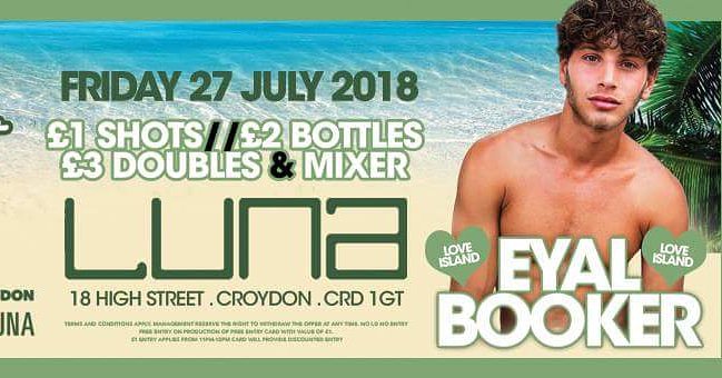 🌴LOVE ISLAND SPECIAL 27th JULY🌴

✈️ EYAL BOOKER ✈️
🍌£1 shots
🍌£2 Bottles
🍌£3 Double &amp; Mixer
🕶Meet and Greet EYAL🕶

TICKETS NOW AVAILABLE
fatsoma.com/dirtylittlesec…  #LoveIsland #party #JustSaying #FridayFeeling