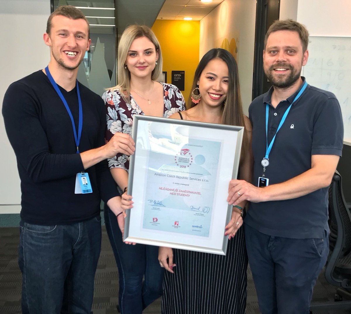 AmazonNewsEU's tweet image. Students and graduates selected Amazon Prague as one of the five most attractive #PlaceToWork in Czech Republic #HireAndDevelopTheBest - bit.ly/2n4DxDx
