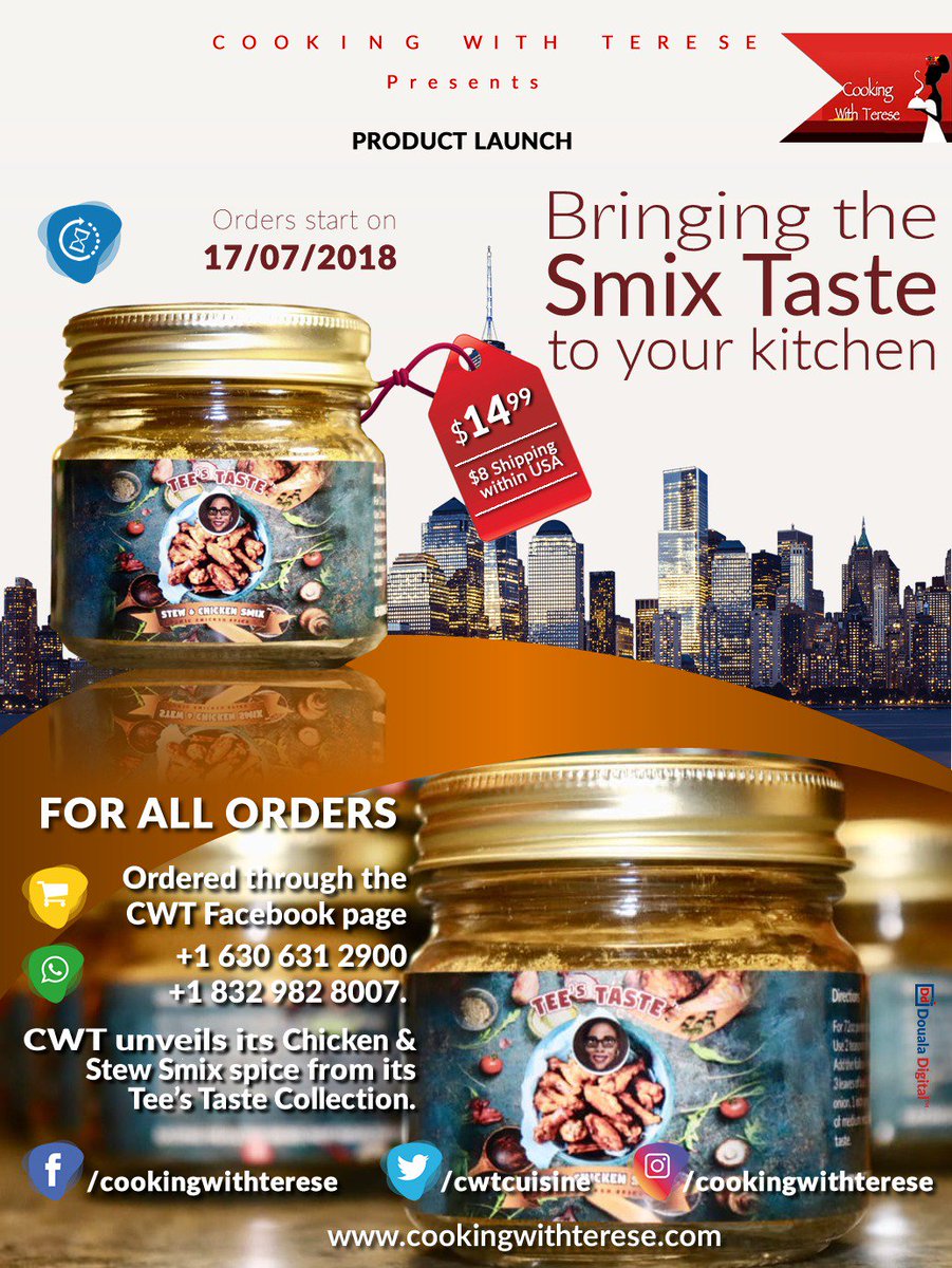 toofinevicky's tweet photo. #Cooking can only get better with @TereseTande of @CWTCuisine launchher her new Chicken &amp; #Stew Smix Spice from her Smix Collection. #Food #FoodPorn #Foodie #foodgasm #Chicken #Cameroon #ChefMode #Hungry https://t.co/7Y3H7cv5yC