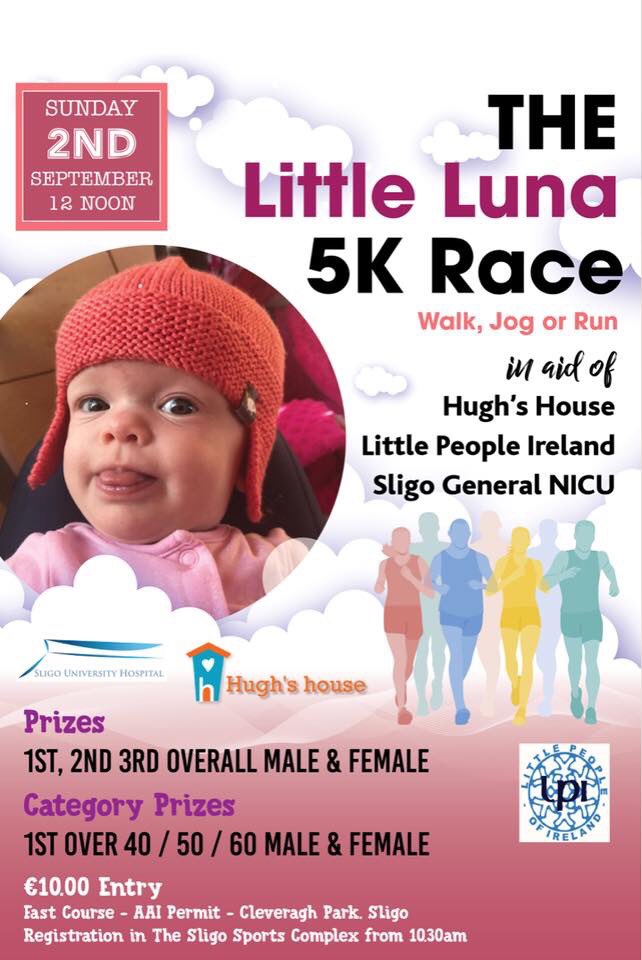 A 5k run in aid of Hugh's House Sunday September 2nd at 12 noon