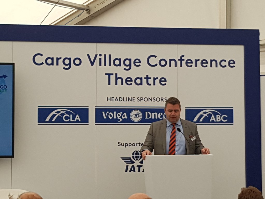 Evaint_news's tweet image. Hughes was followed by CargoLogicAir CEO David Kerr who gave a keynote. He said over the next 2 years the British cargo carrier will &quot;scale up&quot; it&apos;s business. Now has 2 freighters but will receive a 3rd in 2019 #FIA2018 #cargovillage #CargoLogicAir #FarnboroughAirShow