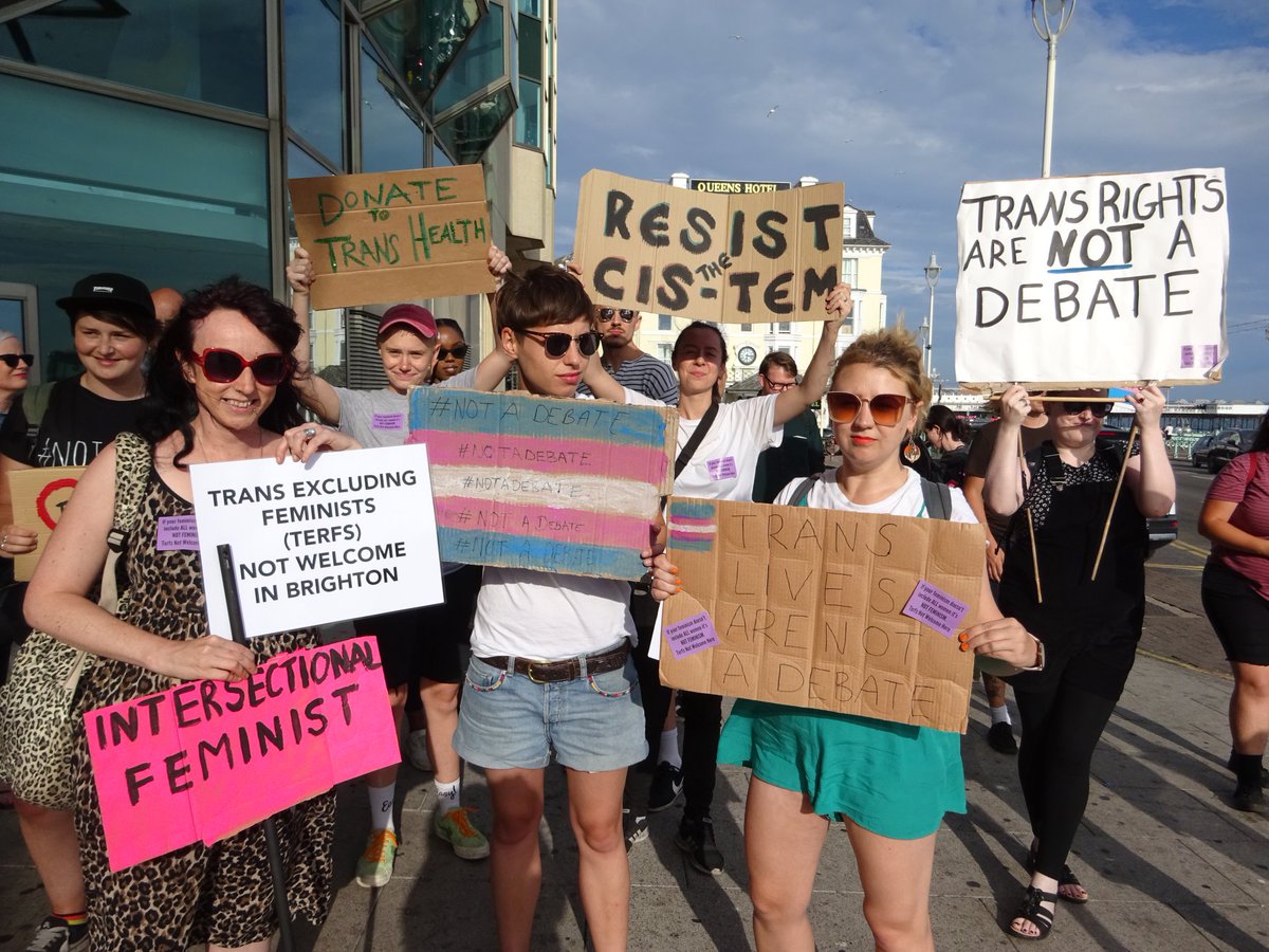 Proud to stand in solidarity with the Trans & Queer community protesting yesterdays transphobic event. Those who perpetuate the idea that trans women are violent & should not be trusted are not welcome in our city. Trans women are real women #TransRightsAreHumanRights #NotADebate