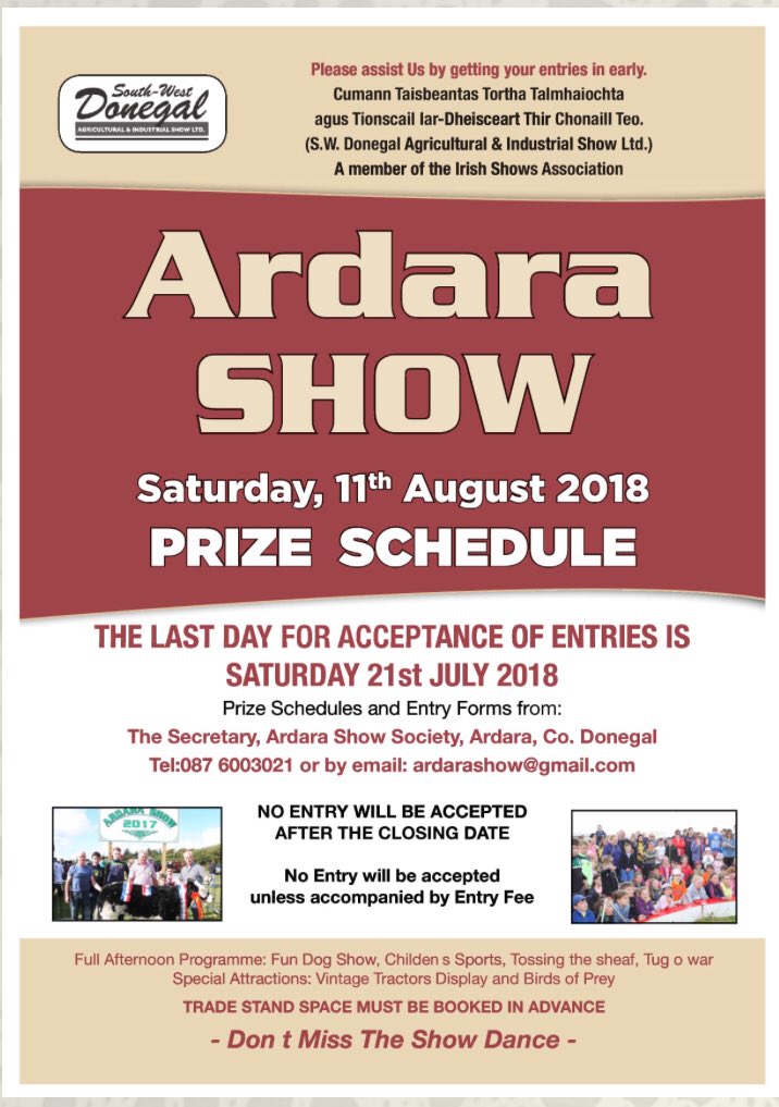 ardarashow's tweet photo. Show Schedules are out - Get your Entries in by July 21st.  Show Office open Thursday, Friday, Saturday (19th - 21st) 10am - 6pm.  Full schedule - https://t.co/iCozric4pP https://t.co/ensis9j6f4