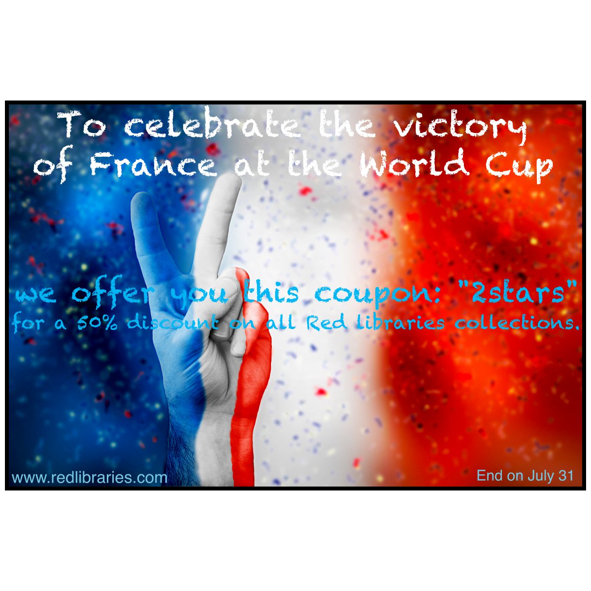 redlibraries's tweet photo. Celebrate the victory of #France at the #Worldcup. Use this coupon and get a 50% off all #Redlibraries collections.
https://t.co/WAUaNkLHUb https://t.co/Ds2K8eIuYF
