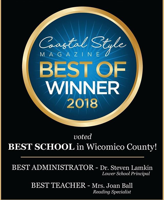 SbyChristian's tweet photo. We could not be more thrilled to be voted Coastal Style Magazine's Best School in Wicomico County for a third year!  We are also pleased to announce that Dr. Steven Lamkin and Mrs. Joan Ball won the new categories of Best Administrator and Best Teacher, … https://t.co/lt9X3NNTtp https://t.co/HJwjCV4z1B