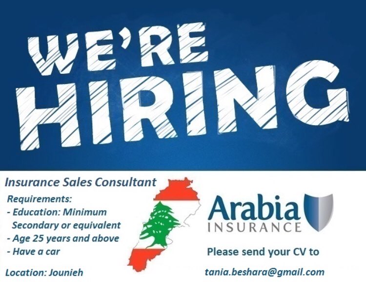 taniabechara's tweet photo. If you are tired from Beirut traffic and up to the challenge, JOIN OUR TEAM!! #Lebanon #jobsinlebanon #jounieh #insurance #Recruiting https://t.co/zqhHv0t4hm