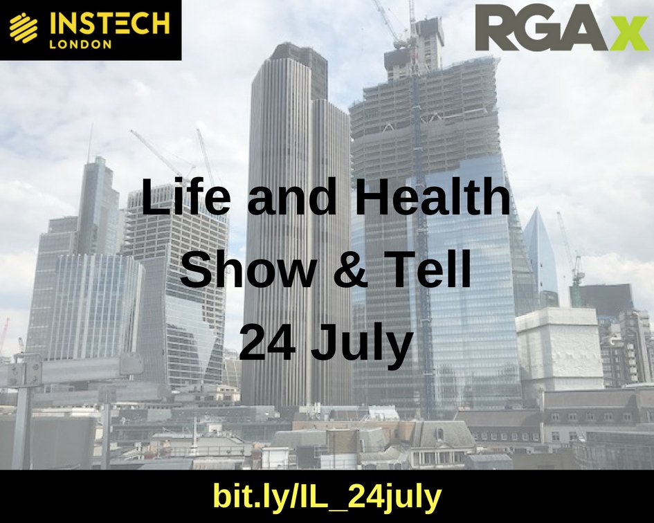 There's just 1 week to go until our Show &amp; Tell with RGAx. 22 exhibitors ready to demo working #technology relevant to the #Life &amp; #Health #insurance community. RT if you're joining us! bit.ly/IL_24july <a href="/pgc_at_work/">Paolo Cuomo</a> <a href="/MerttsR/">Robin Merttens</a> <a href="/MatthewJGGrant/">Matthew Grant</a>