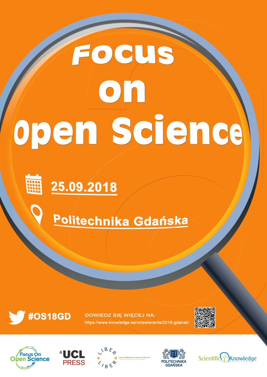 BibliotekaPG's tweet image. “Focus on #OpenScience” Chapter VII” #OS18GD - @BibliotekaPG &amp;amp; #ScientificKnowledgeServices, @UCLpress &amp;amp; @LIBEReurope invite you to join #OS18GD 25.09.2018. Registration link: bit.ly/2KWSJk0. More information:  bit.ly/2NnCmuy.