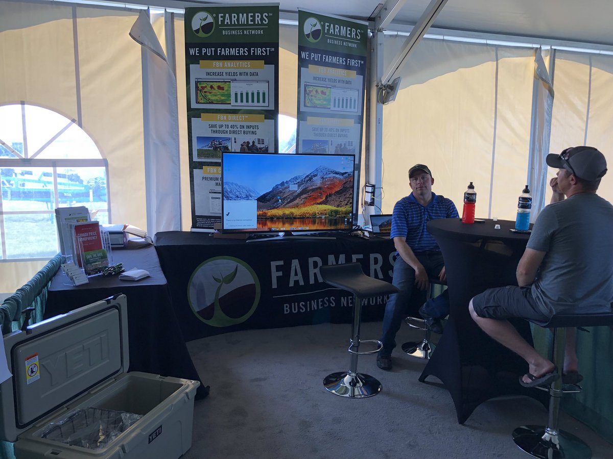 stevenmaxted's tweet photo. Farmers Business Network 🇨🇦 sneak peak at our booth @AginMotion Come by the booth located in the Livestock Pavilion #AIM18 #FBN2018 #farmersfirst @YETICoolers Come by for a demo and a cold refreshing adult soda at the booth! FYI - estimated temp today +32C https://t.co/hzmk7gIDib