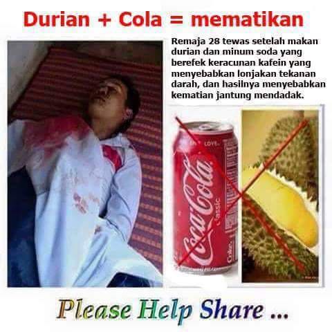 Marsius18's tweet image. Hati2 setelah makan durian.jgn minum minuman bersoda/gas..