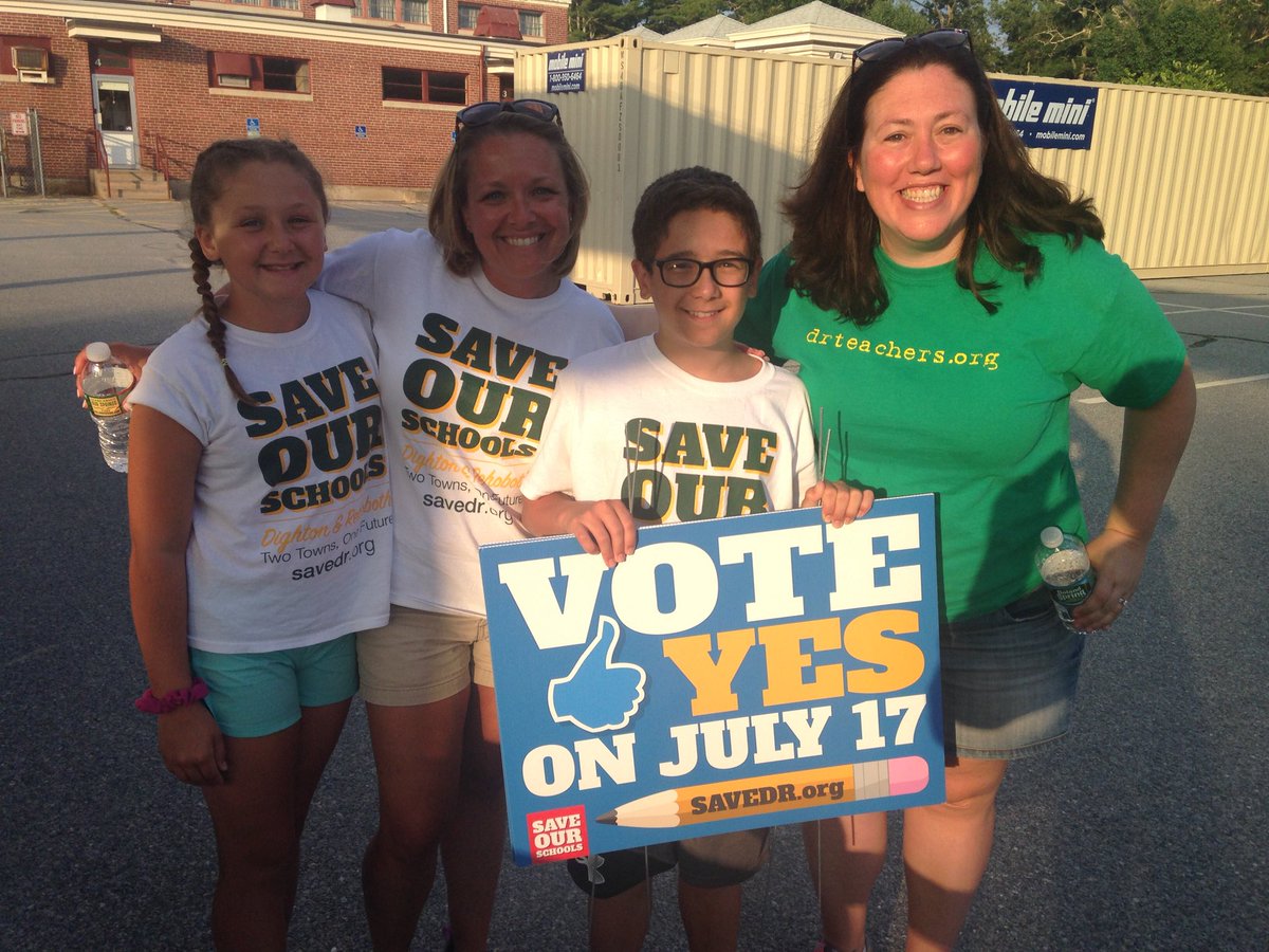 massteacher's tweet photo. It’s Election Day! Please get out and vote YES to #SaveDR Dighton-Rehoboth students are counting on you. https://t.co/m5NGruwPEB https://t.co/cGZ6wPVlLR