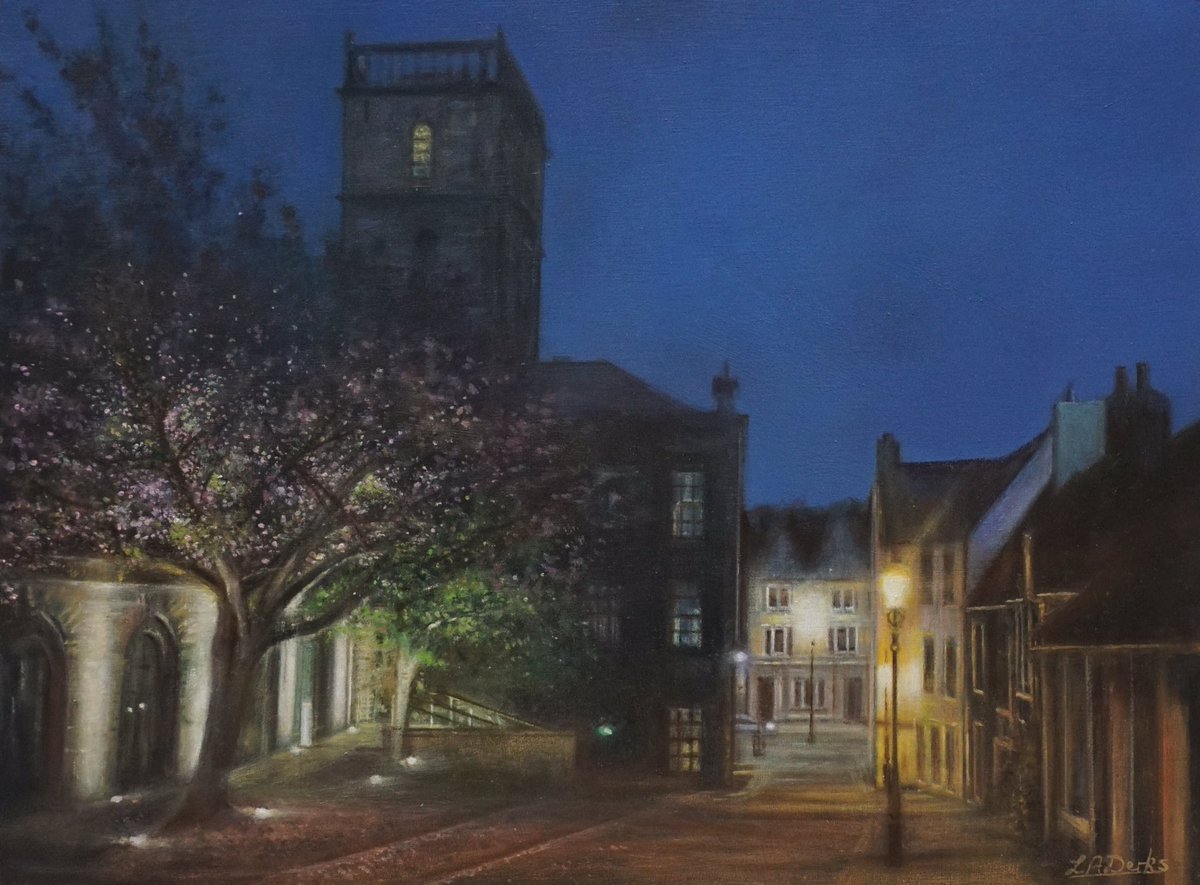 laderks's tweet photo. New painting 'The Burgh Halls at Night', (30x40cm) oil on panel, currently in 'Artists from the damp hollow - Our Linlithgow', exhibition at The Line Gallery, Linlithgow. Exhibition runs until the 31st July. #painting #scotland https://t.co/Xk4OesUtbQ