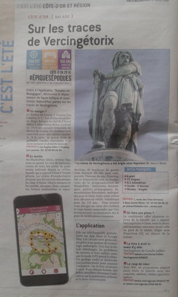 #Bourgogne #Culture Merci @CotedorTourisme et <a href="/Lebienpublic/">Le Bien Public</a> pour cette mise en avant de la découverte du <a href="/MuseoParcAlesia/">MuséoParc Alésia</a> et de ses alentours ! Une balade incontournable pour cet été ☀️🙂☀️ #EpiquesEpoques