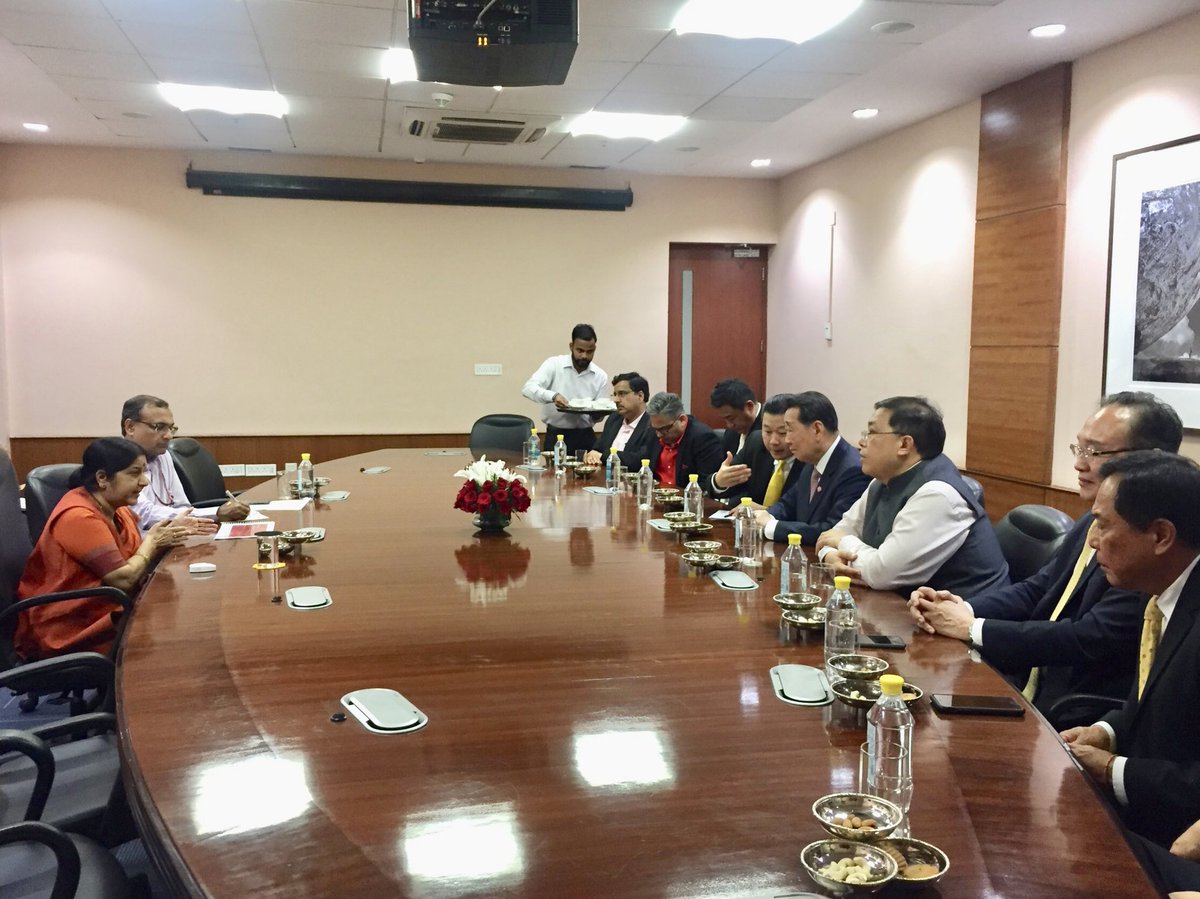 #ShriNarendraModi, Prime Minister of India graciously asked Shrimati #SushmaSwaraj, External Affairs Minister to kindly receive Mr Dhanin Chearavanont, Senior Chairman, CP Group, a Thai conglomerate, at Ministry of External Affairs to discuss #MakeinIndia Thank you #InvestIndia