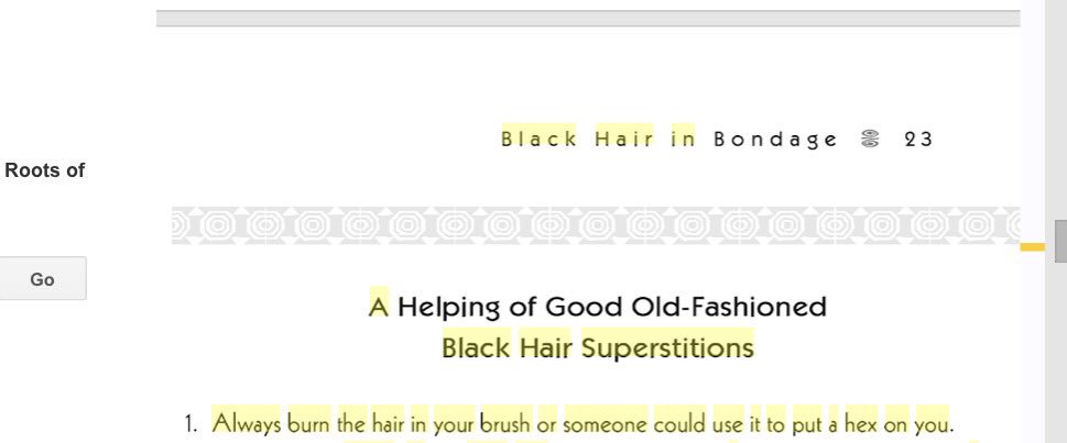 The movie is full of black superstitions and, although I caught many, I realize our knowledge of them is wilting. Take this one on hair. I wonder if there's any partial lineage between it and don't. touch. my. hair.