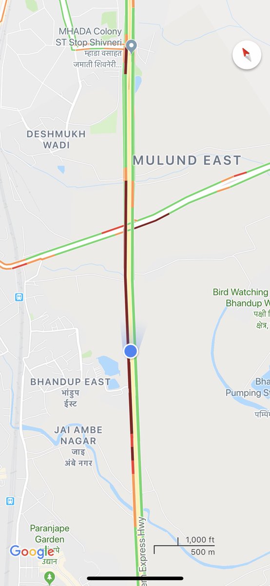 <a href="/RoadsOfMumbai/">Roads of Mumbai</a> <a href="/RidlrMUM/">Ridlr Mumbai</a> standstill traffic on north bound eastern express highway at 5pm just before Mulund.