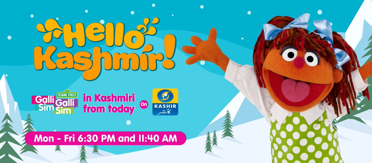 SesameWrkshpIND's tweet photo. Happy to bring early #learning to kids in #Kashmir! Enjoy watching #GalliGalliSimSim and learning every Mon-Fri at 6.30 pm and 11.40 am only on @DDKashirChannel! #KidsofKashmir #Kashmiris @DG_Doordarshan @DDNewsLive @DDNational https://t.co/XYBtRz86l5