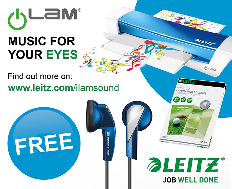 Leitz iLam Laminator + Pouches = #FREE Earphones. Music for your eyes.

ow.ly/m6K930kRkXP
