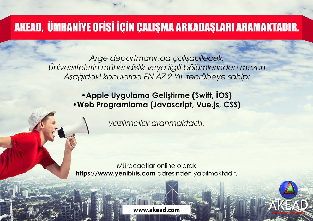 gundemfransa's tweet photo. İş İlanı
Deneyimli yazılımcı aranmaktadır #AKEAD https://t.co/paTJ83Kpld