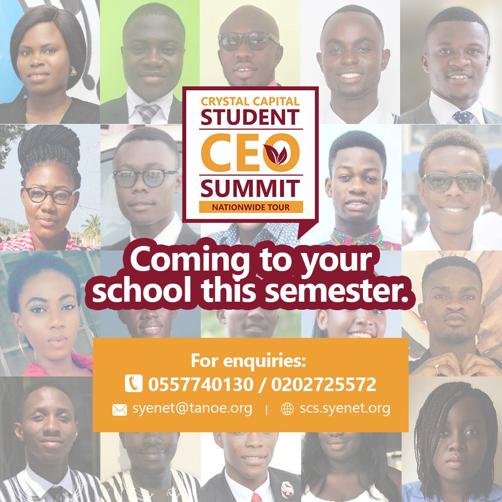 TANOENetwork's tweet photo. Introducing the hosts of the Crystal Capital Student CEOs Summit which kicks off from Sepetember, 2018.
#StudentCEOsSummit #CrystalCapital #Syenet #TANOE #StudentCEOs #TANOEAfrica https://t.co/XnzTByo381