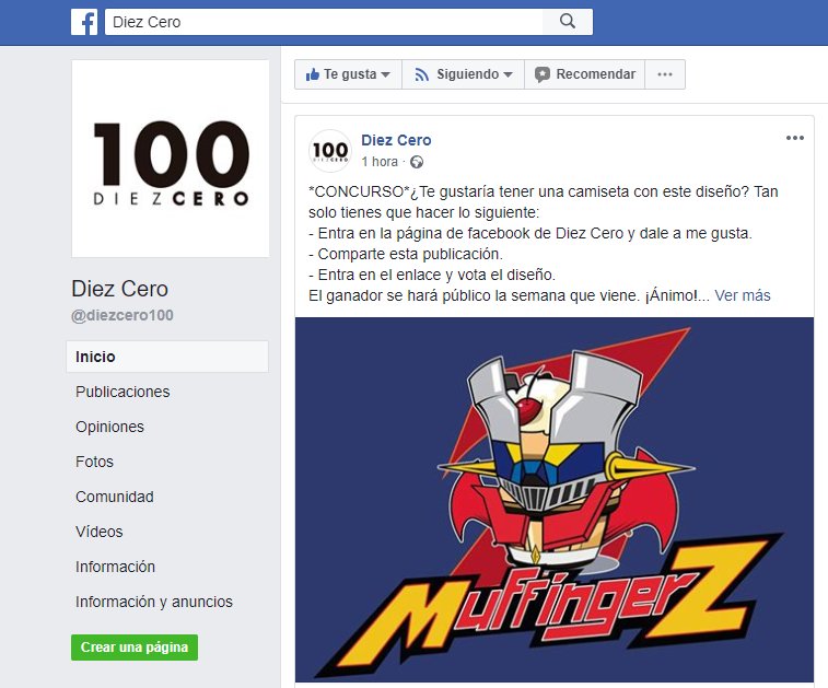 ¡Entra en el sorteo de esta camiseta!
Para ello: 
1. Accede a la página de Diez Cero y dale a me gusta.
facebook.com/diezcero100/ 
2. Pincha en el siguiente enlace: pampling.com/disenos/58098-… 
2. Regístrate en Pampling.
3. Vota el diseño. 
4. Comparte esta publicación.

¡¡Suerte!!