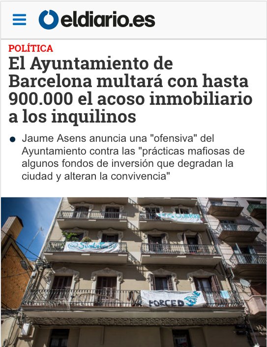 Recollim la veu de les entitats veïnals i anunciem una nova ofensiva per parar els peus a la violència immobiliària: els fons d'inversió que assetgin als llogaters seran sancionats de 90.000 a 900.000€
m.eldiario.es/catalunya/poli…