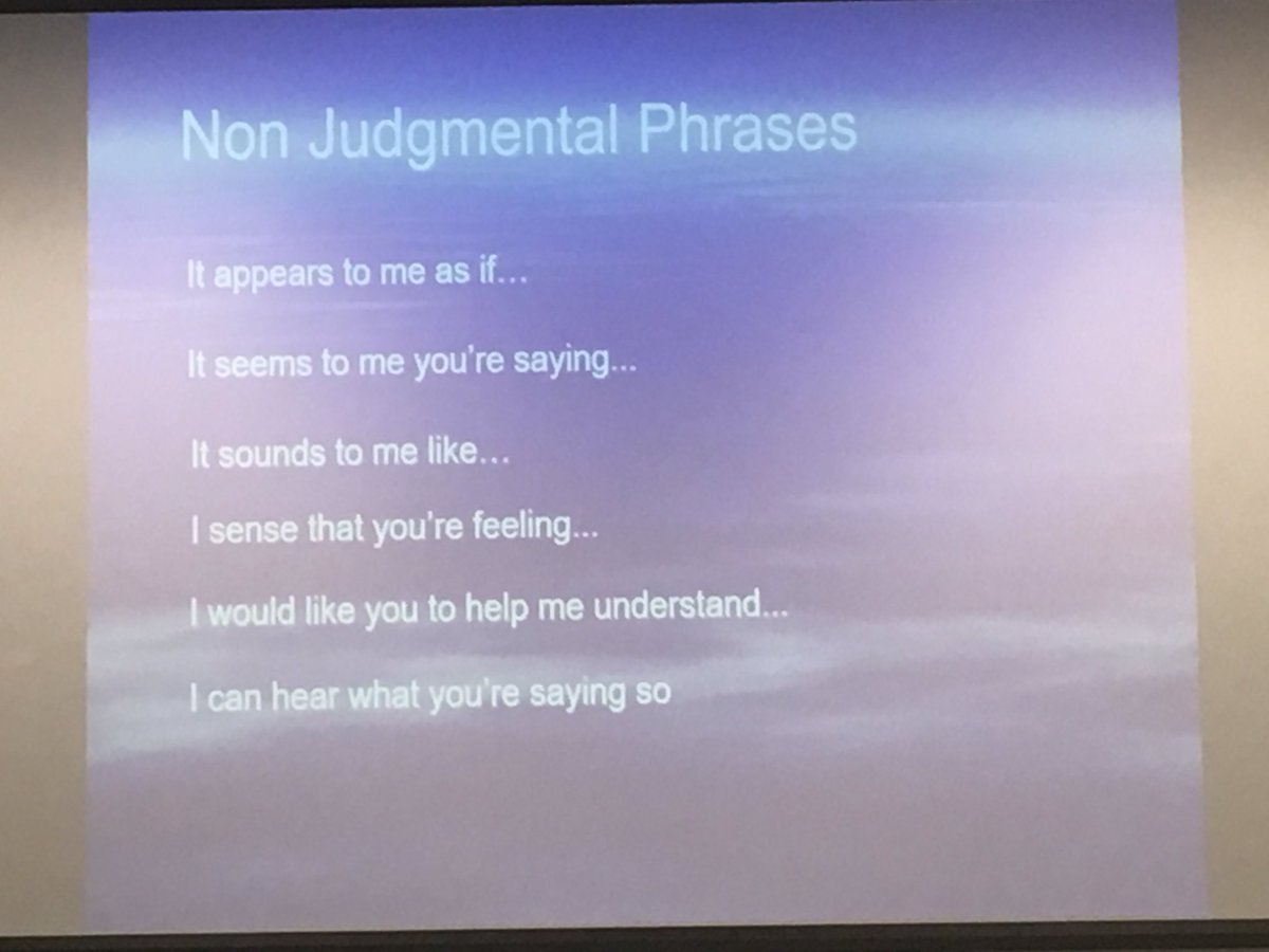 Now hearing from @TierConsultants - below some non judgmental phrases to use when someone's expressing suicidal thoughts or mental distress #ParaHealth