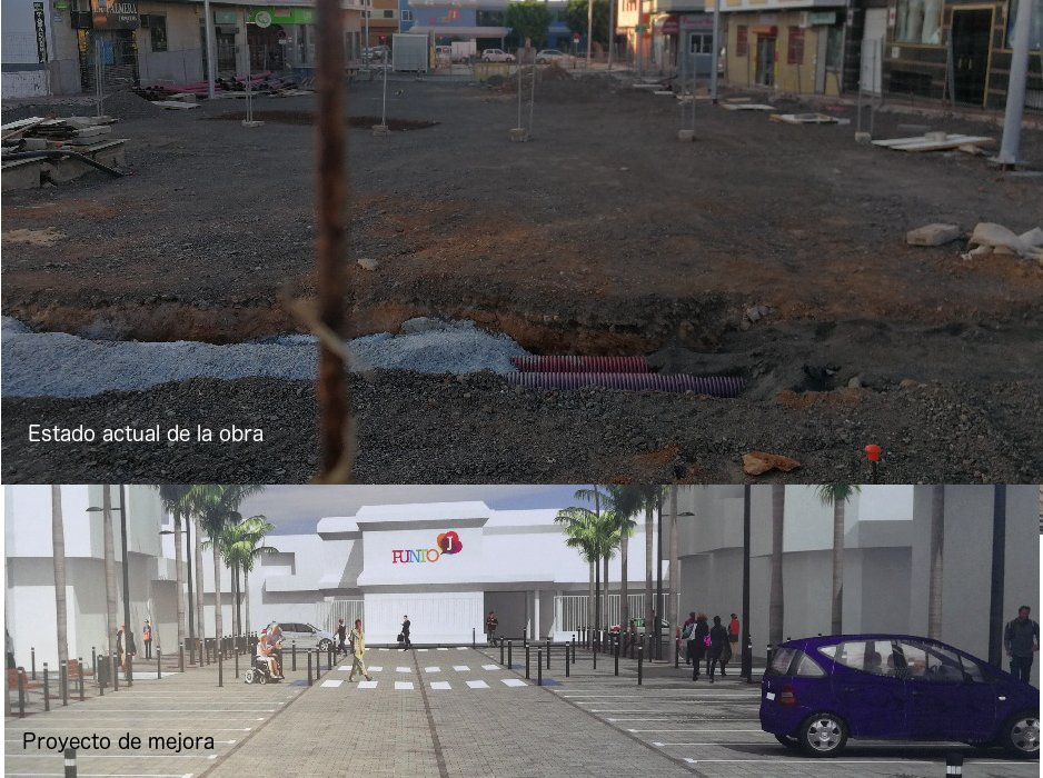 Una obra inacabada y parada en Vecindario perjudica a decenas de comerciantes y vecinos.“¿Por qué la Concejalía de Vías y Obras @santaluciagc permite que esta obra lleve tanto retraso?" enotralinea.net/obra-inacabada…