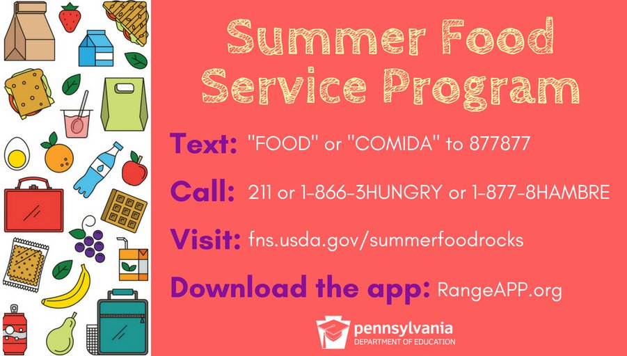 PADeptofEd's tweet image. Across Pennsylvania, schools + libraries + community organizations run #SummerMeals sites where kids can eat breakfast + lunch for free. Find a location near you ⤵️
