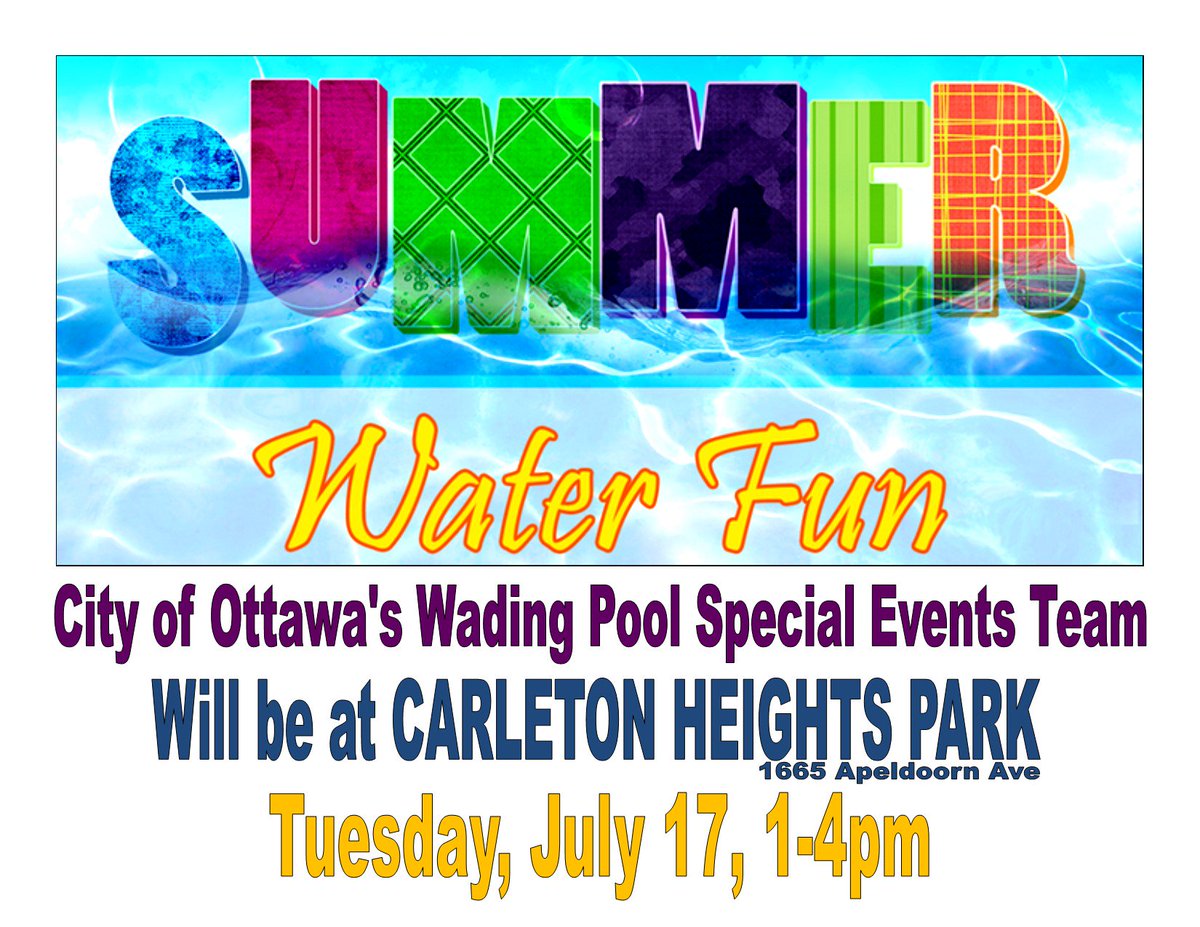 Weather permitting, the City's Aquatics program will be running some free #SummerFun organized games and activities for residents  at Carleton Heights Park today from 1-4pm.