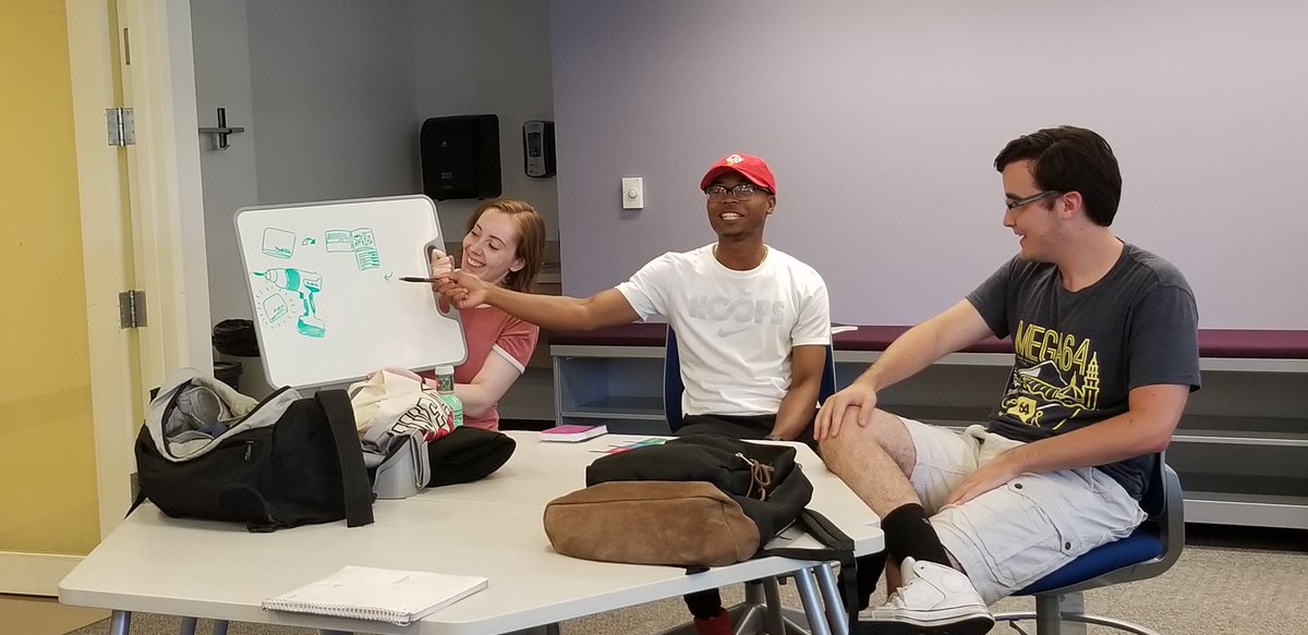 RAMProgramFSC's tweet image. RAM Scholars Jaelin Johnson, Ivy Greco, and Brandon Degni are collaborating with other students at FSC and from Edinburgh Napier (Scotland) for Dr. Brian O'Keefe's 2-week Blended Interactions workshop! Wish them luck with their projects!