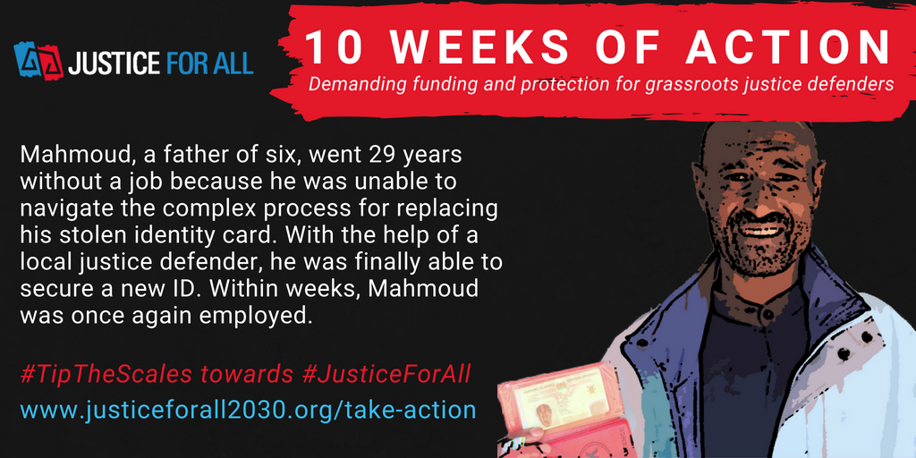 On #InternationalJusticeDay and the eve of #Mandela100 take a stand for #JusticeForAll. Sign the petition to call on world leaders to fund and support those working to defend justice at the grassroots! bit.ly/w1petition