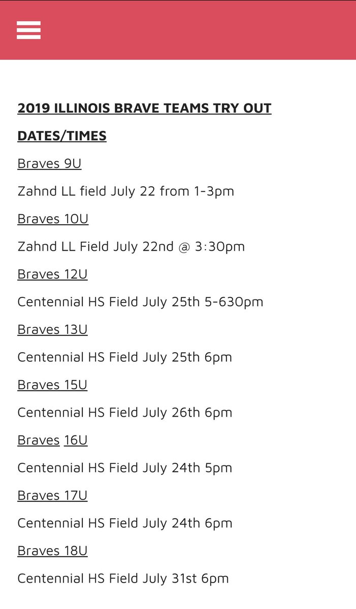 Our Illinois Braves try out dates have been set. Check out our website illinoisbraves.com to pre register.  We look forward to seeing at the ballpark.