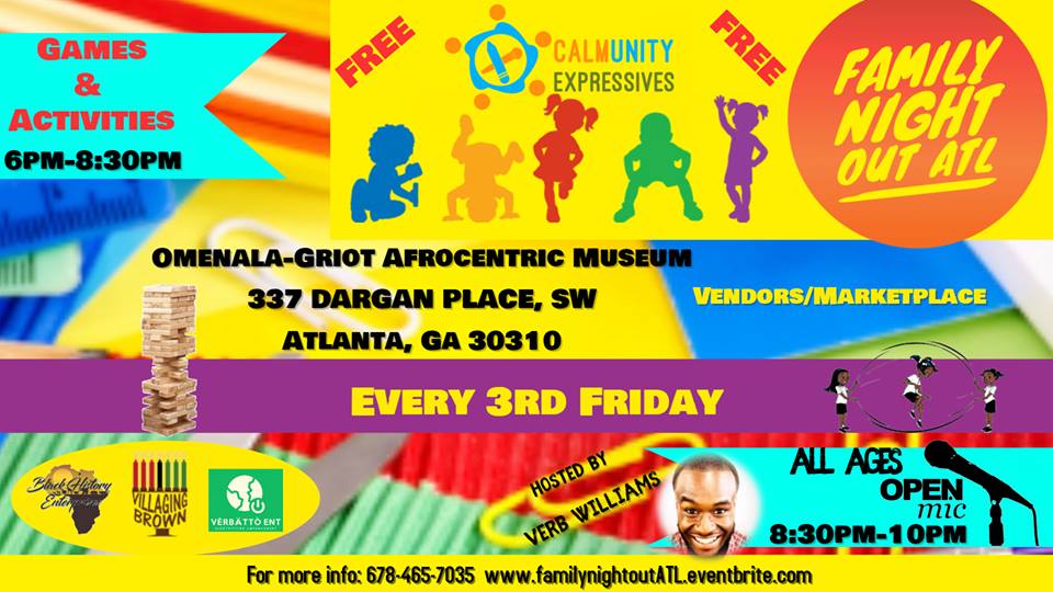 TPMvmt's tweet image. Family Night Out is an event that was created to create a gathering space for families to come together to interact and learn from each other, while enjoying great entertainment. Don't miss the fun!

EVERY 3RD FRIDAY
familynightoutatl.eventbrite.com